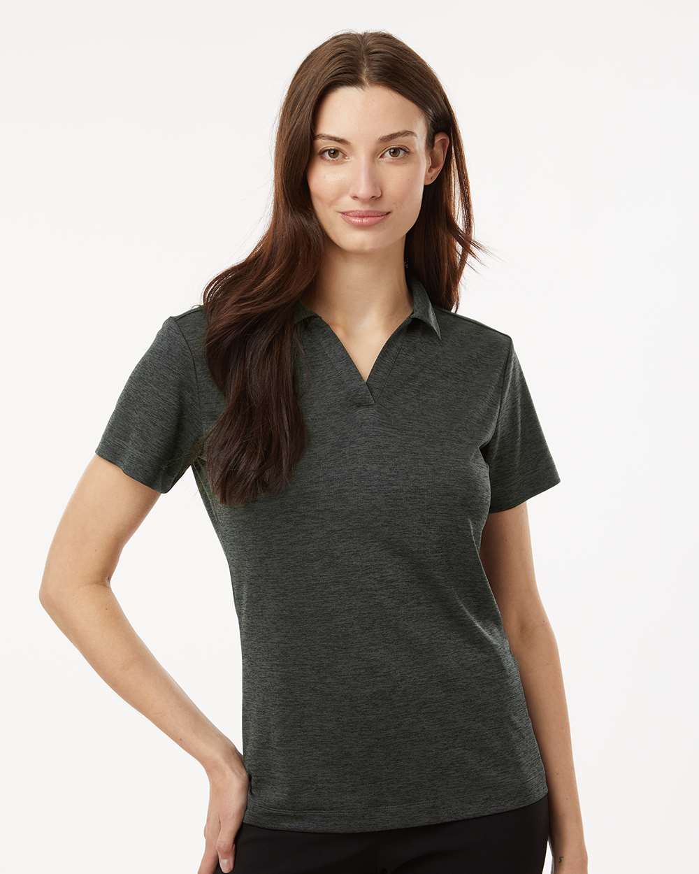 AllPro 4HM00L - Women's Pro-Lock Performance Mélange Polo 1 AllPro 4HM00L – Women’s Pro-Lock Performance Mélange Polo - Black Melange