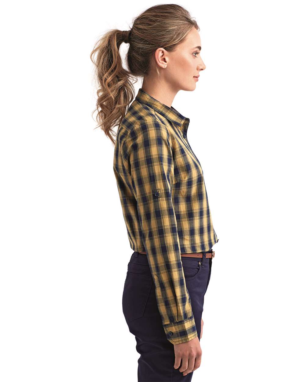 Artisan Collection by Reprime RP350 - Women's Mulligan Check Cotton Dress Shirt 5 Artisan Collection by Reprime RP350 – Women’s Mulligan Check Cotton Dress Shirt - Camel/ Navy