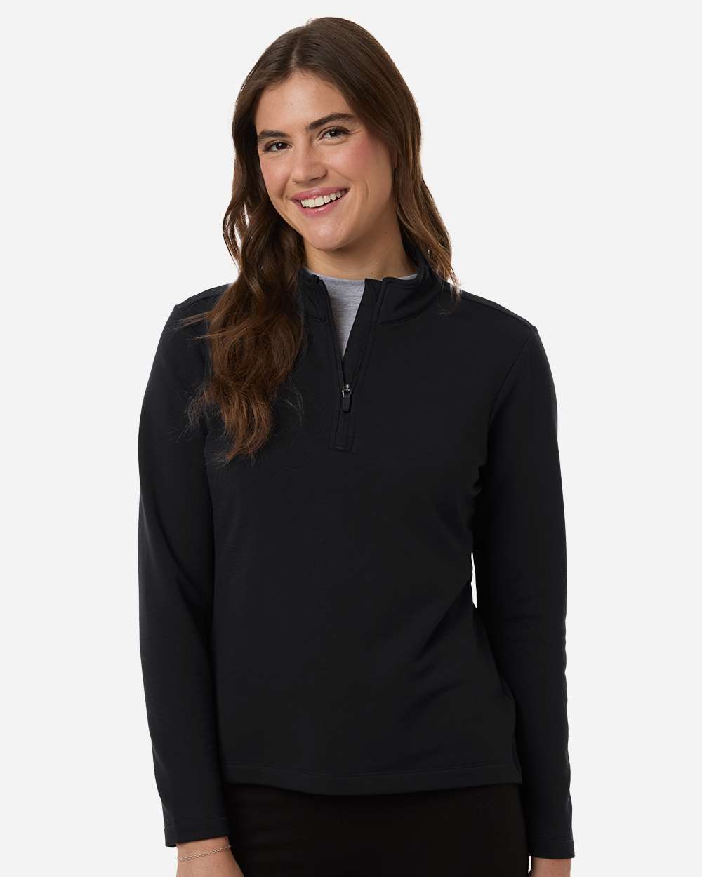 AllPro STF870L - Women's Stretch Quarter-Zip Fleece Pullover 1 AllPro STF870L – Women’s Stretch Quarter-Zip Fleece Pullover - Black