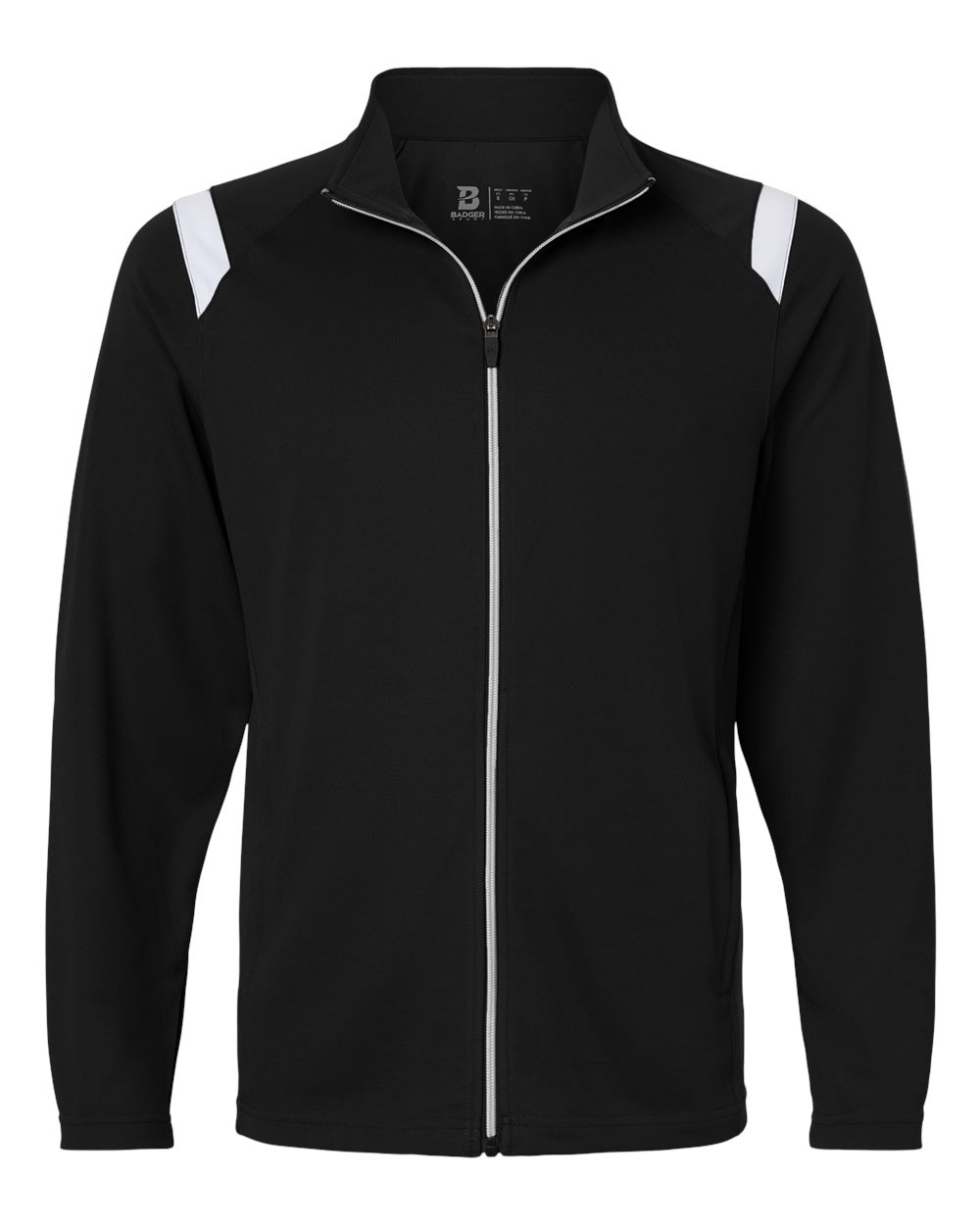 Badger 7725 - Men's On The Rise Outercore Warm-up Jacket 1 Badger 7725 – Men’s On The Rise Outercore Warm-up Jacket - Black/ White