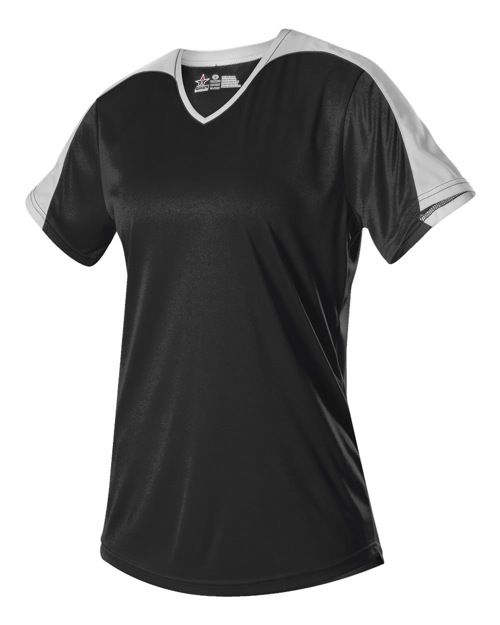 Alleson Athletic 558VW - Women's V-Neck Fastpitch Jersey 1 Alleson Athletic 558VW – Women’s V-Neck Fastpitch Jersey - Black/ White